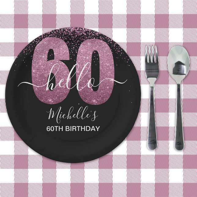 Plato De Papel Hello 60! - Elegant 60th Birthday Woman (Subido por el creador)