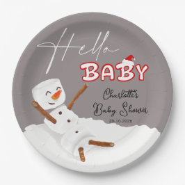 Plato De Papel Hello Baby Cute Snowman Baby Shower