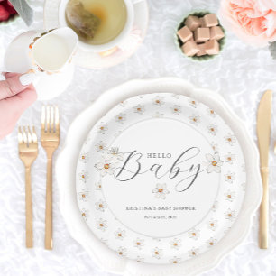 Plato De Papel Hello Baby Spring Daffodil Baby Shower