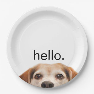 Plato De Papel Hello Cute Funny Beagle Dog Modern Trendy