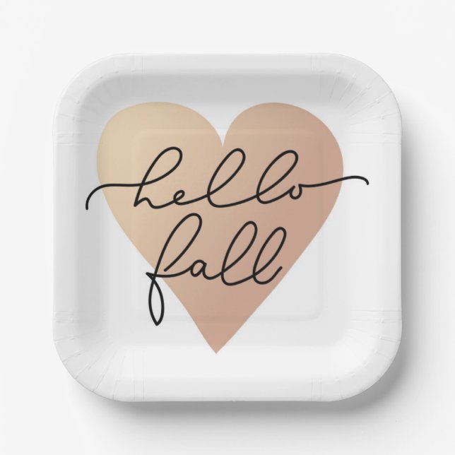 Plato De Papel Hello Fall Love Heart (Anverso)