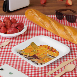 Plato De Papel Hello Fall Pumpkin & Boots Paper Plate