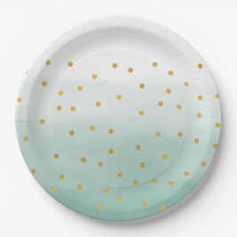 Plato De Papel Hello Gold Mint Confetti Ombre