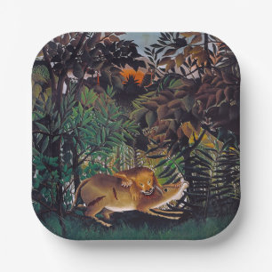 Plato De Papel Henri Rousseau - El león hambriento