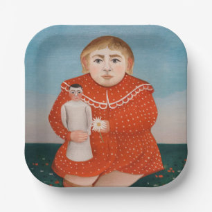 Plato De Papel Henri Rousseau - Niño con muñeca