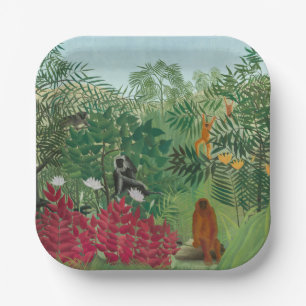 Plato De Papel Henri Rousseau - Selva Tropical con Monos