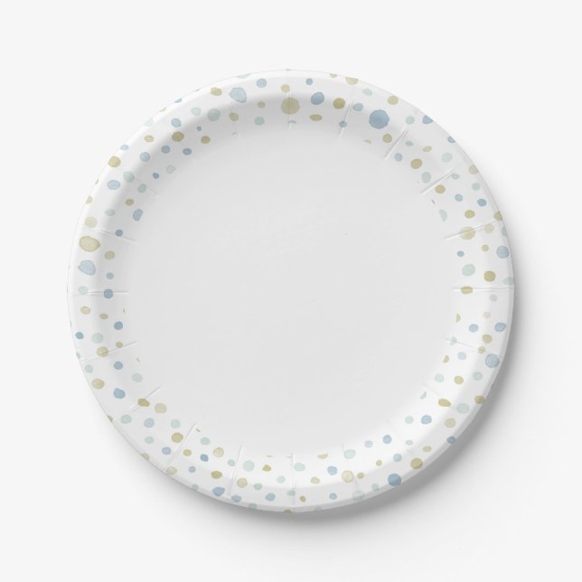 Plato De Papel Henry Confetti Watercolor Dots Paper Plate (Anverso)