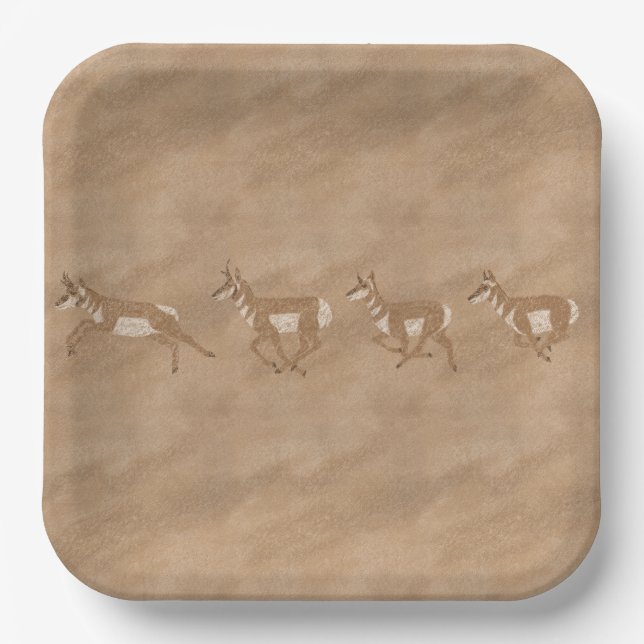 Plato De Papel Herd de Antelope del Suroeste de Pronghorn (Anverso)