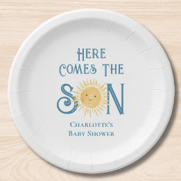 Plato De Papel Here Comes The Son Baby Shower