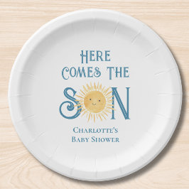 Plato De Papel Here Comes The Son Baby Shower