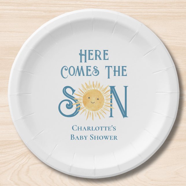 Plato De Papel Here Comes The Son Baby Shower (Subido por el creador)
