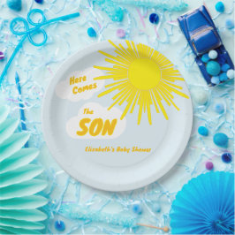 Plato De Papel Here Comes The Son Boy Baby Shower