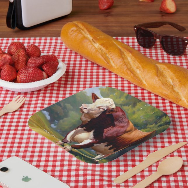 Plato De Papel Hereford Bull (Picnic)
