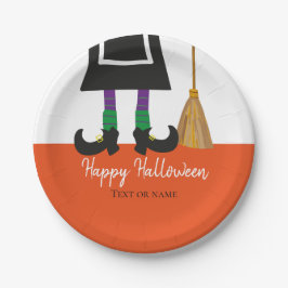 Plato De Papel Hermanas de Brujas Felices Halloween Personalizada