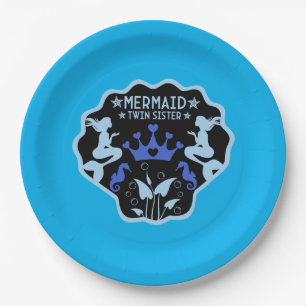 Plato De Papel Hermanas gemelas sirena