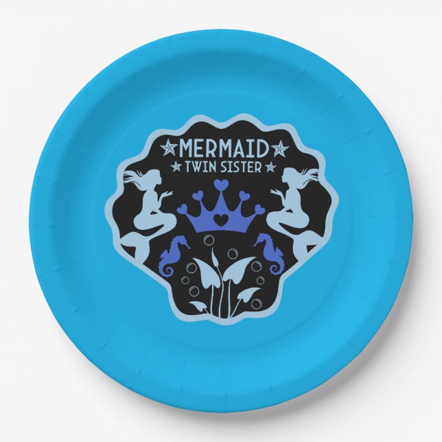 Plato De Papel Hermanas gemelas sirena (Anverso)