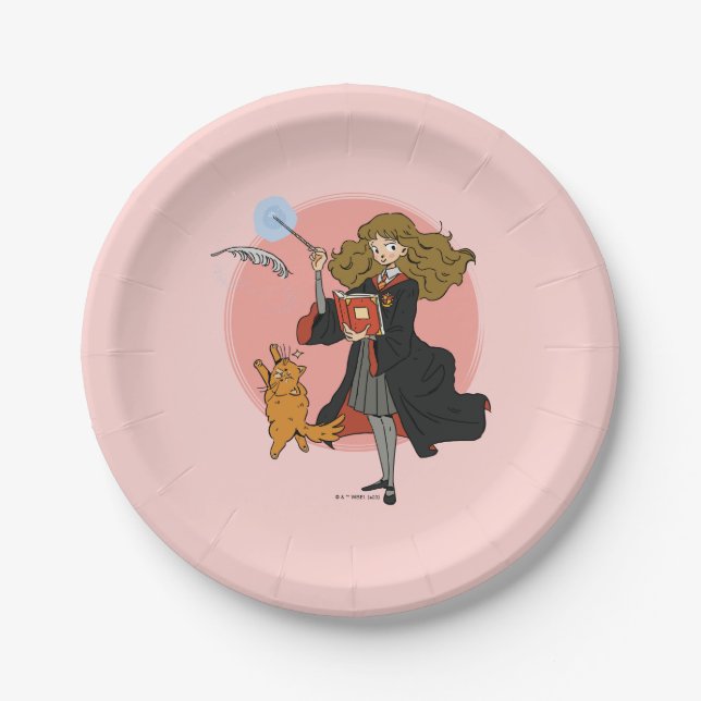 Plato De Papel Hermione y Crookshanks Wingardium Leviosa (Anverso)
