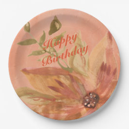 Plato De Papel Hermosa acuarela de coral