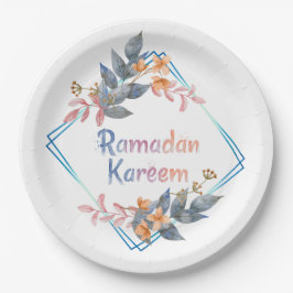 Plato De Papel Hermosa acuarela Floral Ramadan Kareem