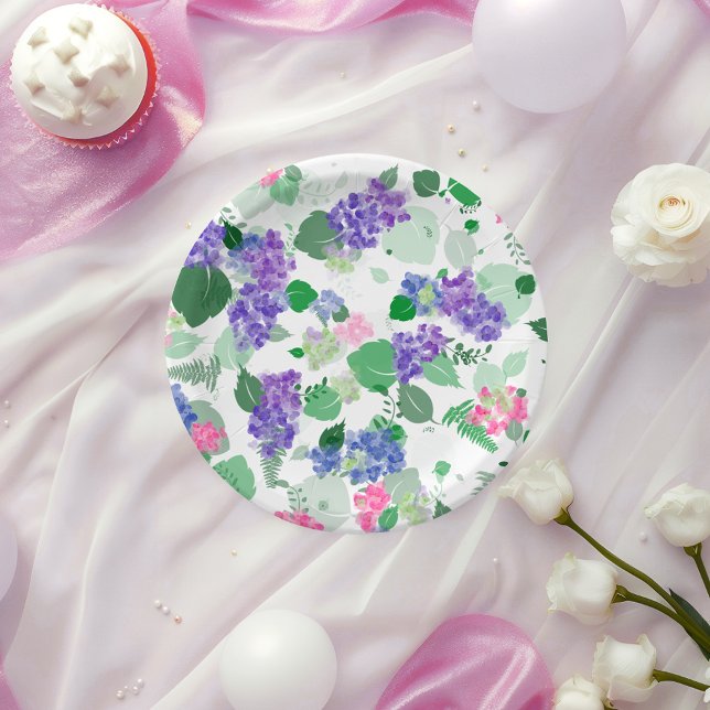 Plato De Papel Hermosa acuarela Hydrangea Mix (Subido por el creador)