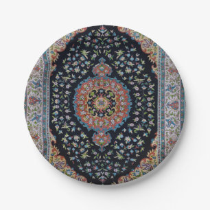 Plato De Papel Hermosa Alfombra Kilim Antigua Oriental Azul
