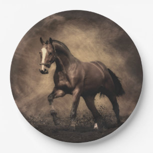 Plato De Papel Hermosa almohada de caballo marrón