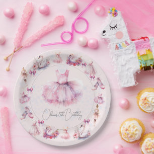 Plato De Papel Hermosa Ballerina Personalizada Cumpleaños