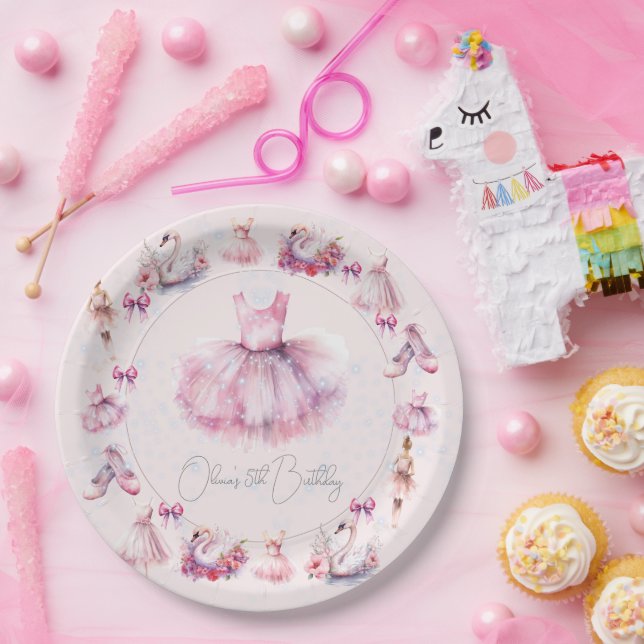 Plato De Papel Hermosa Ballerina Personalizada Cumpleaños (Fiesta)
