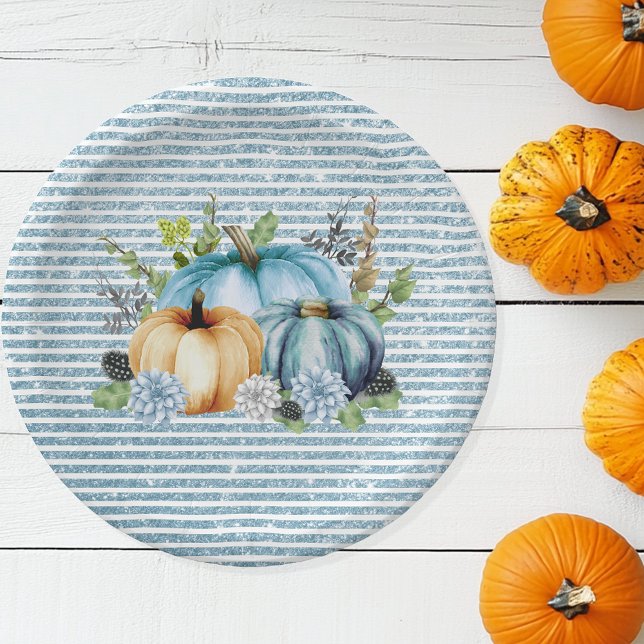 Plato De Papel Hermosa calabaza azul Día de Acción de Gracias (Subido por el creador)