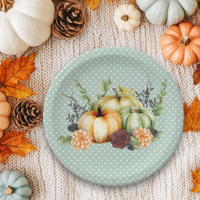 Plato De Papel Hermosa cuenca de calabaza caída de acción de grac (Subido por el creador)