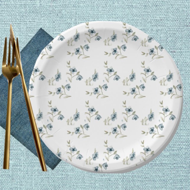 Plato De Papel Hermosa elegancia francesa floral azul (Subido por el creador)
