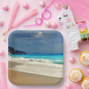 Plato De Papel Hermosa fotografía tropical de mar azul turquesa