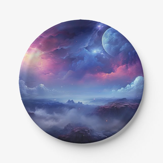 Plato De Papel Hermosa galaxia Espacio Ultraterrestre Universo Có (Anverso)