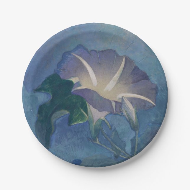 Plato de papel hermosa gloria matutina (Anverso)