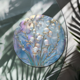 Plato De Papel Hermosa Lirio del Valle de Cristal con Aspecto Iri