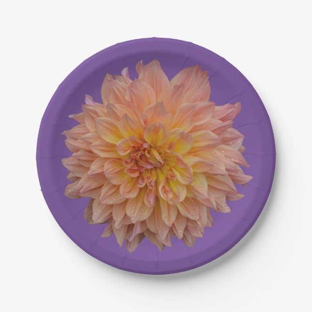 Plato De Papel Hermosa naranja dahlia (Anverso)