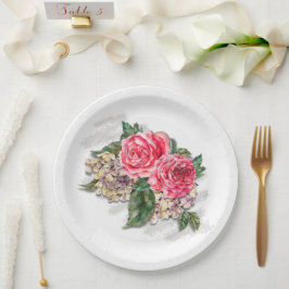 Plato De Papel Hermosa placa de papel de rosas rojas