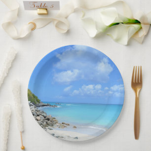 Plato De Papel Hermosa playa tropical turquesa