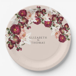 Plato De Papel Hermosa rosa Roses Blancas Lilies Boda Pape