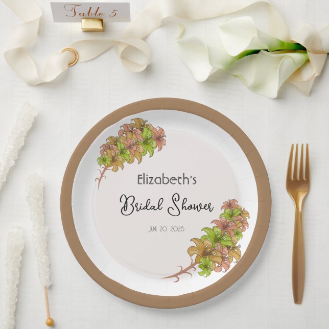 Plato De Papel Hermosas flores (Boda)