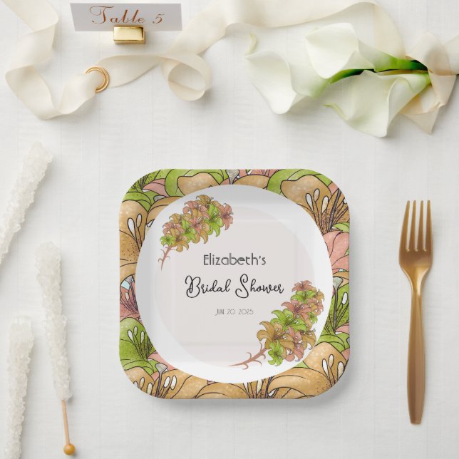 Plato De Papel Hermosas flores (Boda)