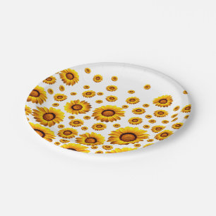 Plato De Papel Hermosas flores amarillas