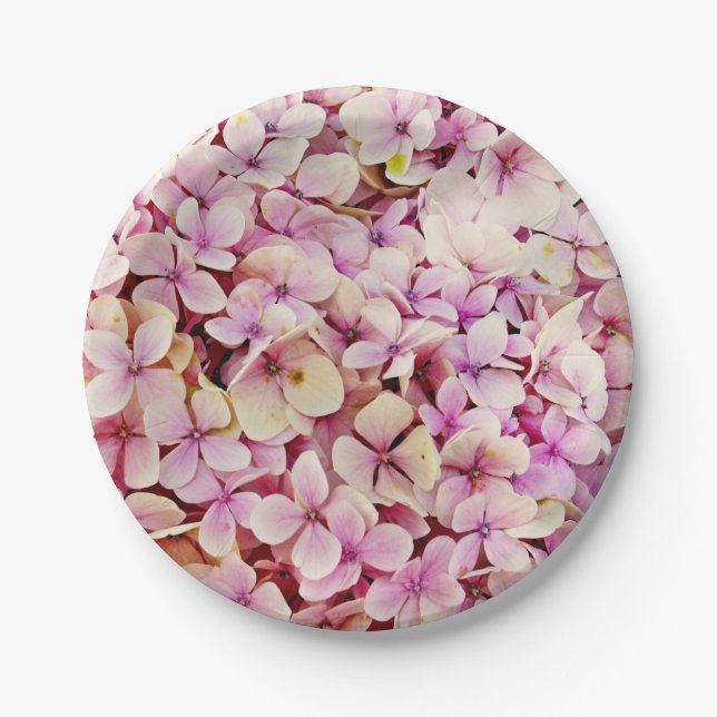 Plato De Papel Hermosas flores de Hydrangea (Anverso)