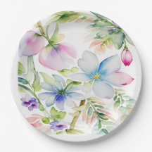 Hermosas flores de primavera en acuarela azul rosa