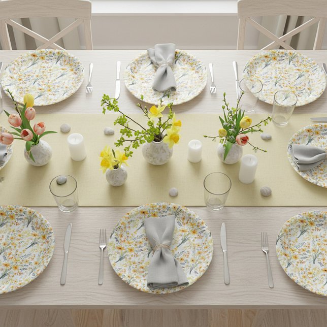 Plato De Papel Hermosas flores silvestres amarillas de primavera (Subido por el creador)