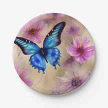 Hermosas flores y mariposa