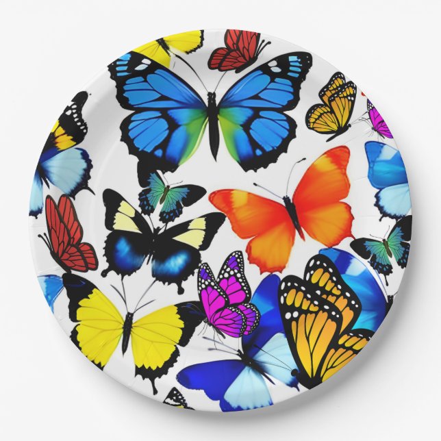 Plato De Papel Hermosas mariposas (Anverso)