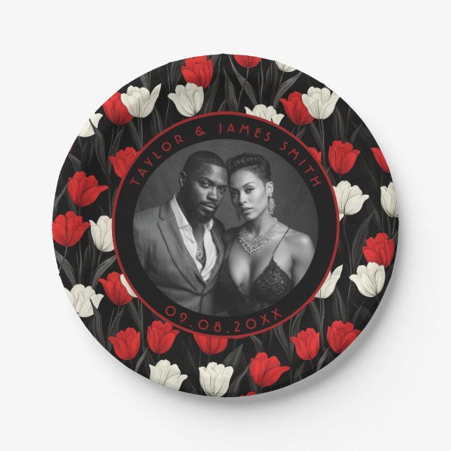 Plato De Papel Hermosas Placas Boda Tulipán Para El Boda De Veran (Anverso)