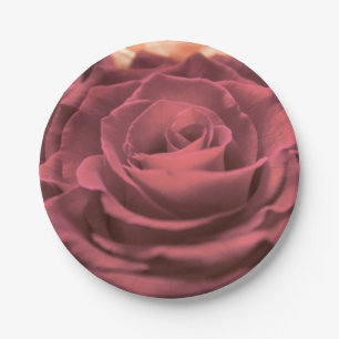 Plato De Papel Hermosas rosas rojas rosadas flores foto romántica