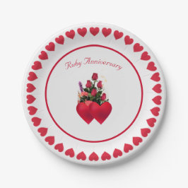 Plato De Papel Hermoso aniversario de Ruby